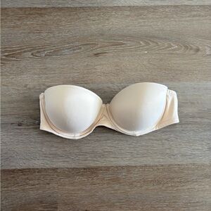 Pink strapless underwire push up bra